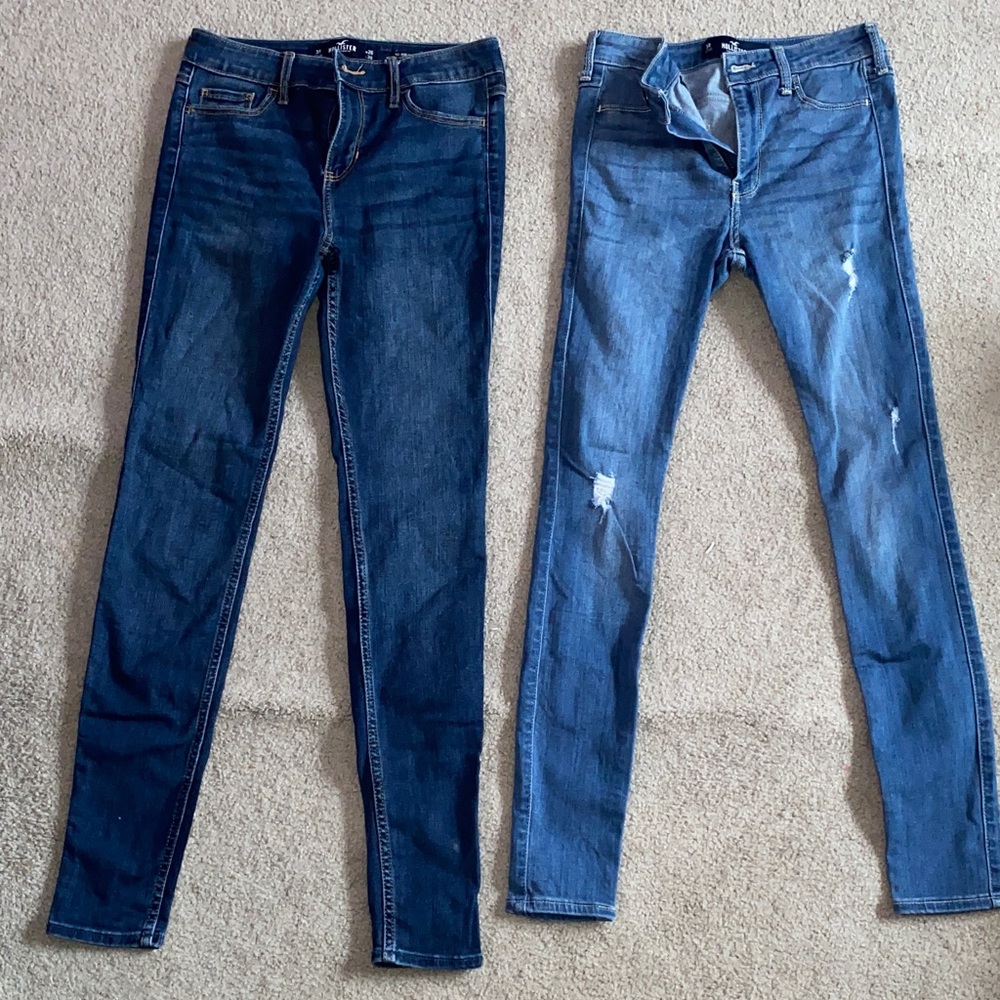 Hollister Dark and Light Blue Skinny Jeans